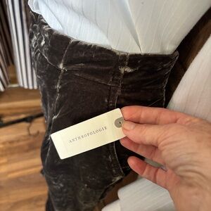Anthropologie Taupe "mushroom" color Velvet Pants